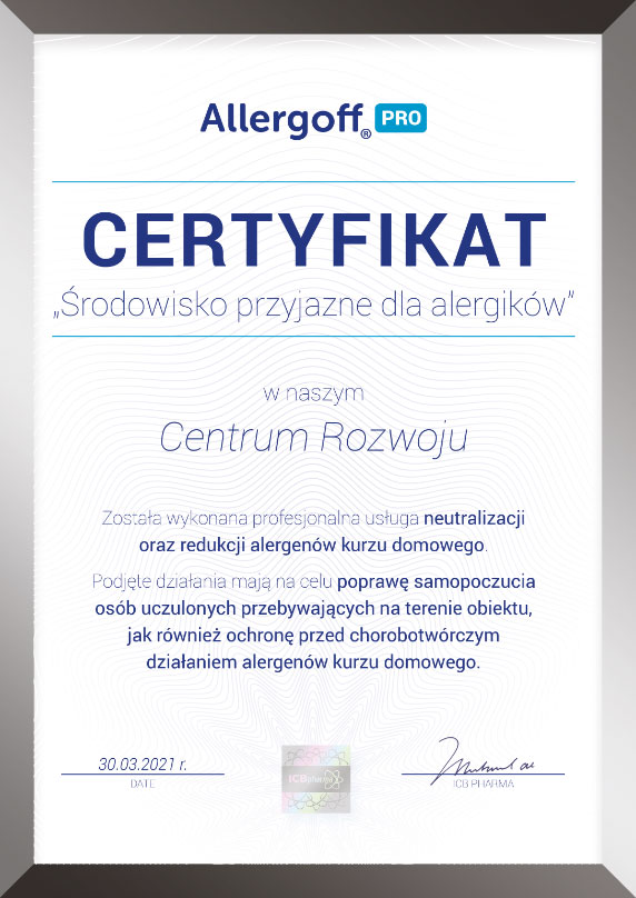 Zdjęcie certyfikatu